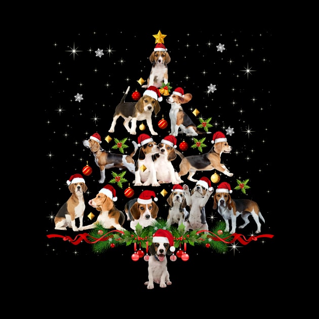 Funny Beagle Christmas Santa Hat Animal by nakos