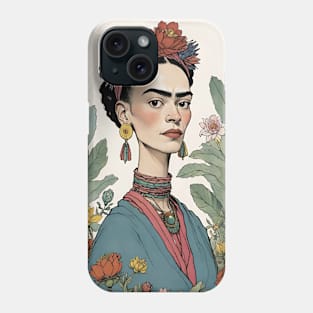 Frida's Blossoming Spirit: Floral Illustration Phone Case