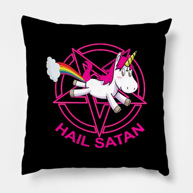 Hail Satan Unicorn Halloween Costume Gift Spooky Pillow by Alex21
