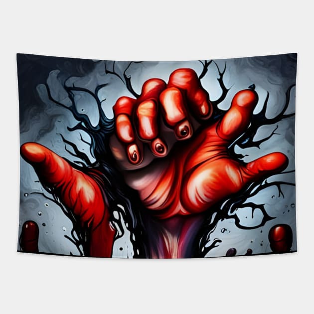 scary hand Tapestry by mdr design