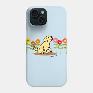 Yellow Labrador and Flowers Phone Case