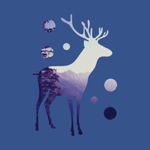 Deer with Mountains and Dots by SarahMurphy