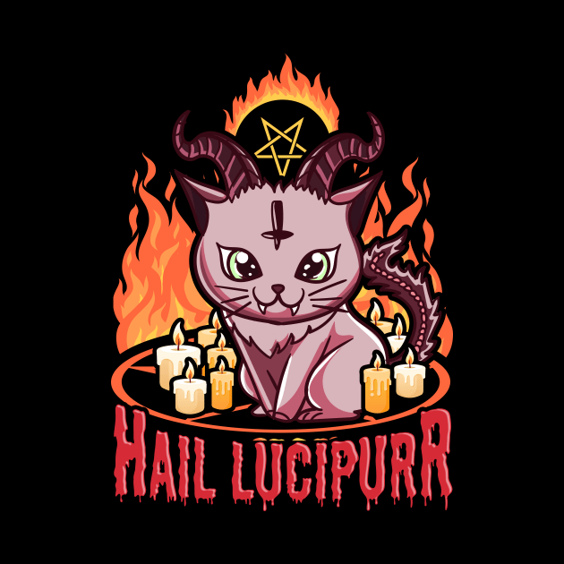 Cute & Funny Satanic Hail Lucipurr Rainbow Goth Kitten by theperfectpresents