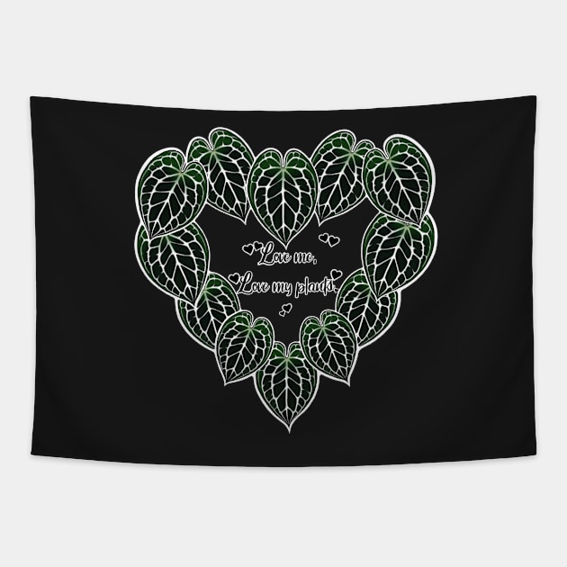 Anthurium Crystalline, Crystallinum, Rear plant love heart, love me love my plants Tapestry by stickypixie