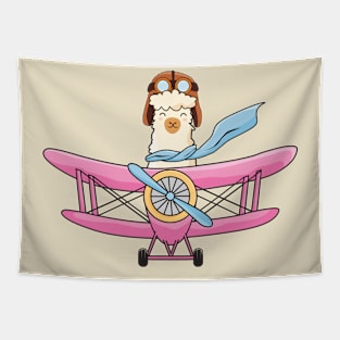 alpaca flying plane Tapestry