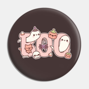 Boo Cute Ghosts Spider Pumpkin And Cat Halloween Greeting Pin