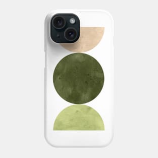 Olive green circles, mid century shapes Phone Case