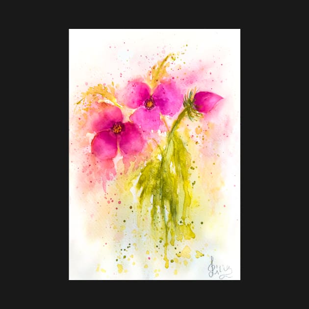 Pink Flowers watercolor by redwitchart