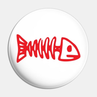 Red Fish Skeleton Pin