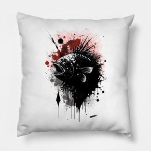 Angler Fish Ink Painting Pillow