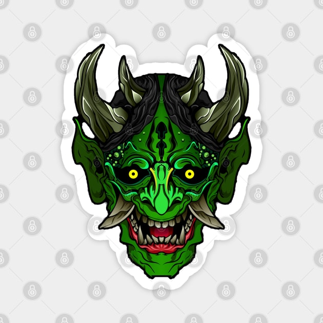 Illustrated Green Oni Demon Magnet by HolidayBug