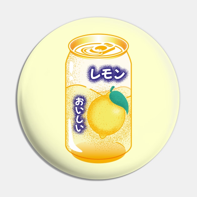 Lemon Soda Can Japanese Soft Drink Kawaii Soft Pastel Pop Art Retro Pin by AoiKasumi