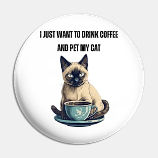 Coffee and Cat Love - Cute Cat Owner Design Pin