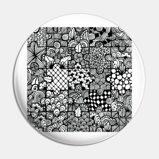 Monochrome Zentangle/Mandala Jigsaw Pin