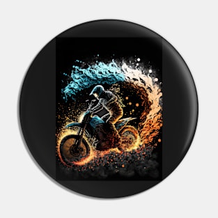 Dirt Bike With Flames Pin