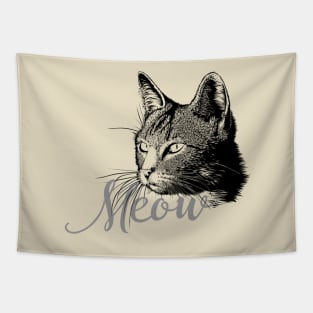 Beautiful and cute CAT HEAD with the word MEOW Tapestry