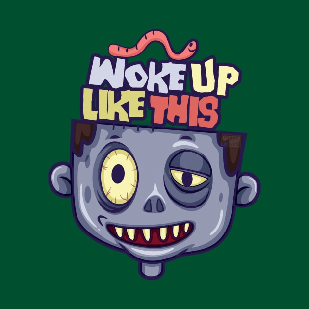 Funny Woke Up Like This Zombie Sleepy Head Halloween by porcodiseno