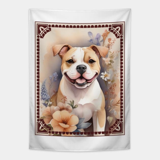 Watercolor American-Bulldog Tapestry by Mum and dogs