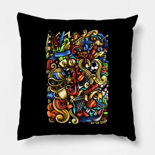 Sport Doodle Illustration Pillow