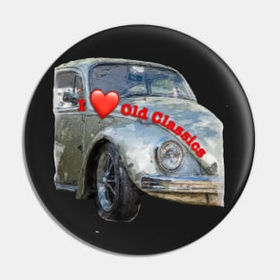 I Love Old Classic Cars Pin