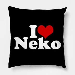 I LOVE HEART NEKO Pillow