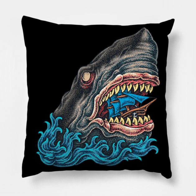 Shark Old School Tattoo Pillow by BlackRavenOath