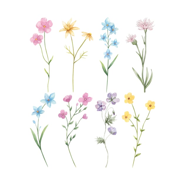 Watercolor Wildflowers, Boho Floral, Nature Lover by ProPod