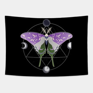 Genderqueer Luna Moth Celestial Cottagecore LGBT Pride Flag Tapestry