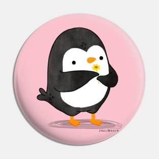 Penguin with a flower Pin