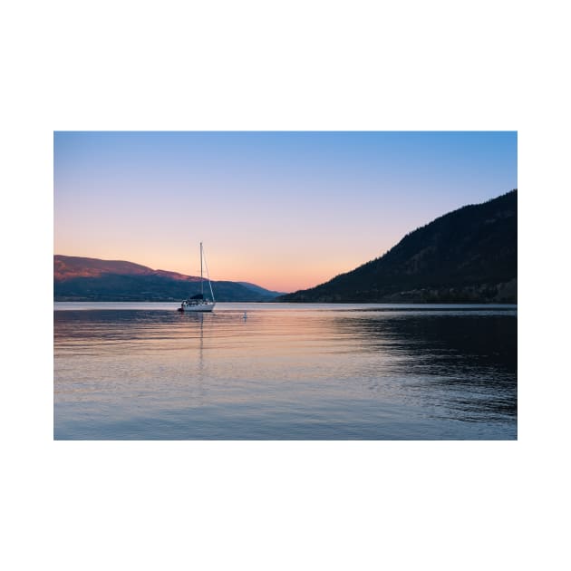 Peaceful Okanagan Lake Sunset with Sailboat View by Amy-K-Mitchell