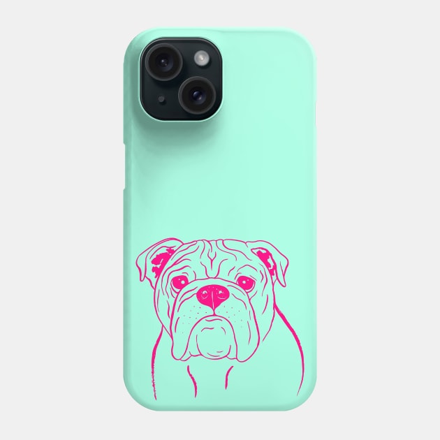 English Bulldog (Mint and Hot Pink) Phone Case by illucalliart