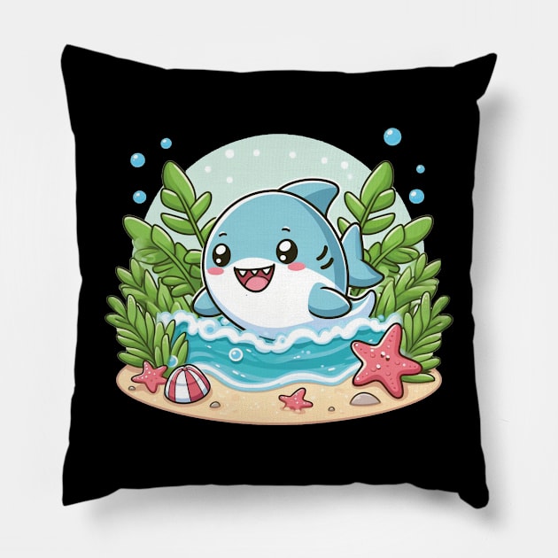 Happy Shark Pillow by The Art-Mart