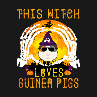 This Witch Loves Guinea Pigs Halloween (136) T-Shirt