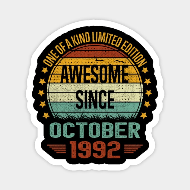 30 Year Old Awesome Since October 1992 Gift 30th Birthday Magnet by sufian