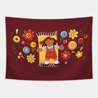 Bloom Girl Garden relaxing Tapestry