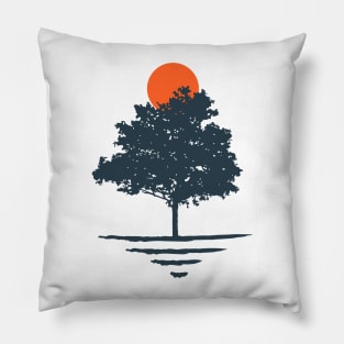 Minimalist Abstract Nature Art #49 Large Tree and Sun Pillow