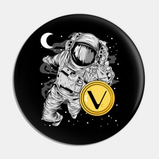 Astronaut Reaching Vechain Crypto VET Coin To The Moon Token Cryptocurrency Wallet Birthday Gift For Men Women Kids Pin