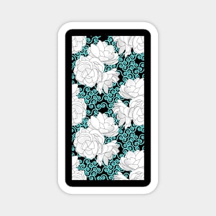 Sampaguita with Teal Swirls on Black Vertical Magnet