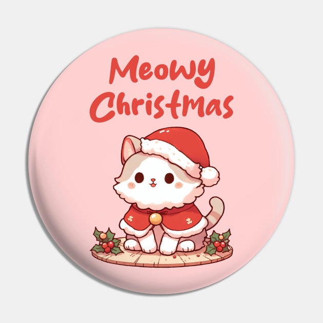 Meowy Christmas Kitty Pin by Takeda_Art