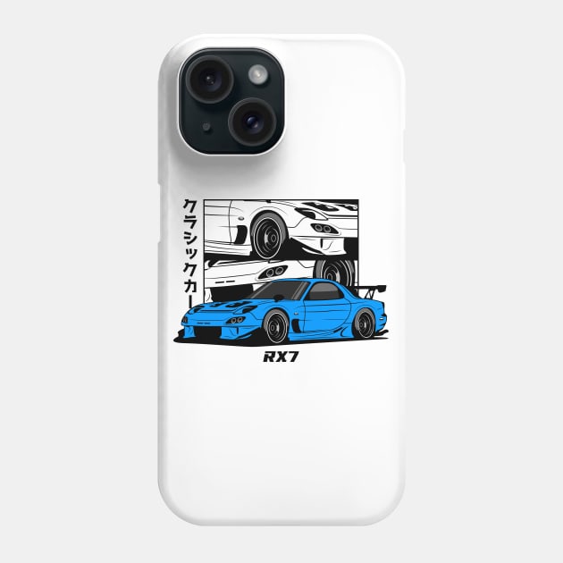 Blue RX 7 Comic Phone Case by GoldenTuners