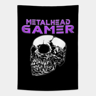 Metalhead Gamer Quarter Skull Purple Tapestry