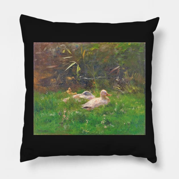 Ducks and ducklings - Willem Maris Pillow by SHappe