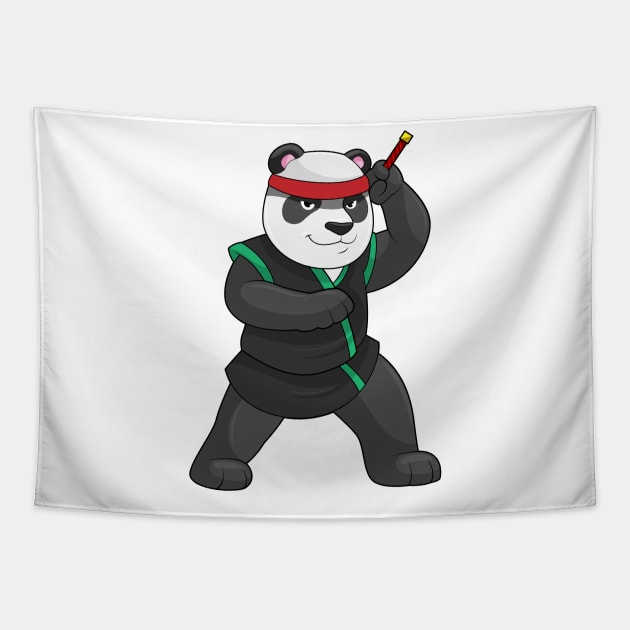 Panda as Ninja in Costume Tapestry by Markus Schnabel