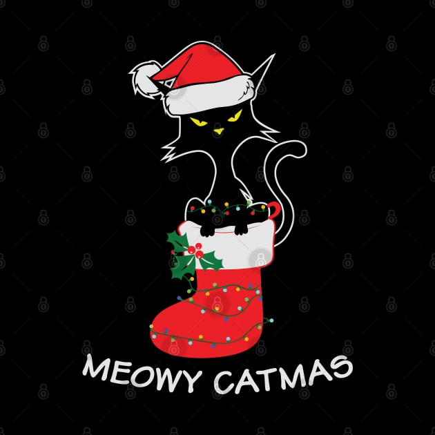 Meowy Catmas Christmas Stockings Gift for Cat Lovers by BadDesignCo