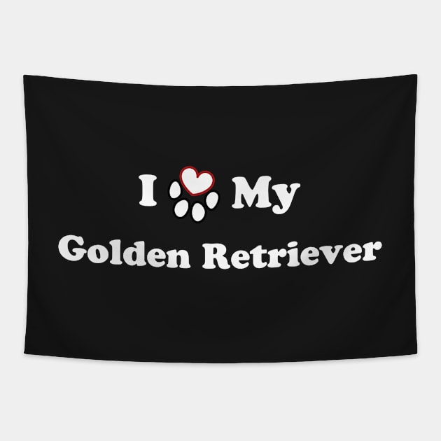 I Love My Golden Retriever - heart dog paw Tapestry by SubtleSplit