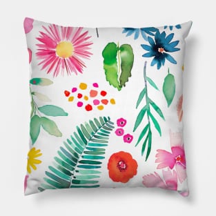 Pocket - Colorful Flowers Forest Plants Multicolored Pillow