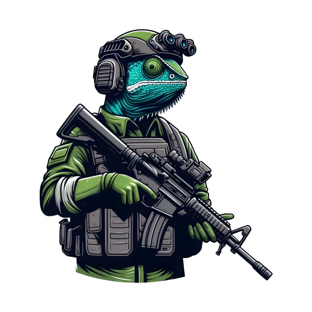 Tactical Cameleon Mastery Tee: Where Style Meets Stealth by Rawlifegraphic