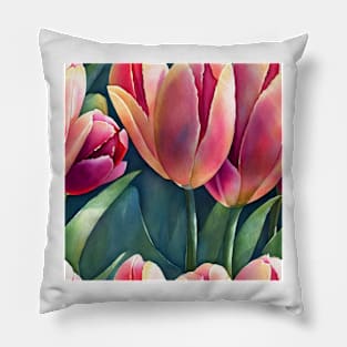 Watercolor tulip pattern Pillow