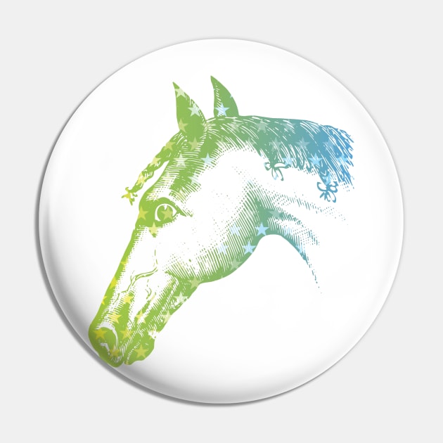 COLORFUL HORSE HEAD Pin by OssiesArt