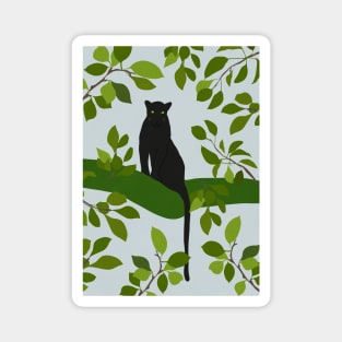 Black panther sits on a branch Magnet